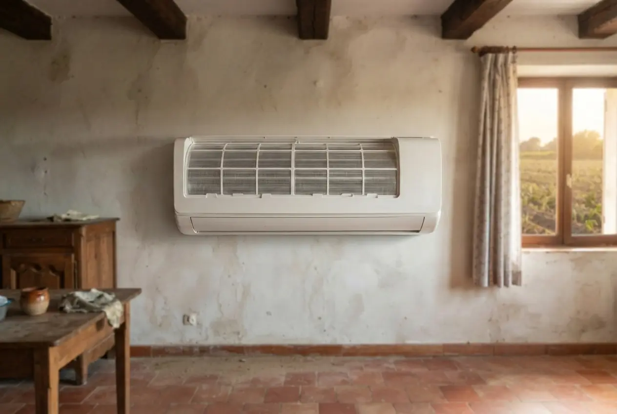 Climatiseur nettoyé après entretien chez un exploitant à Piolenc